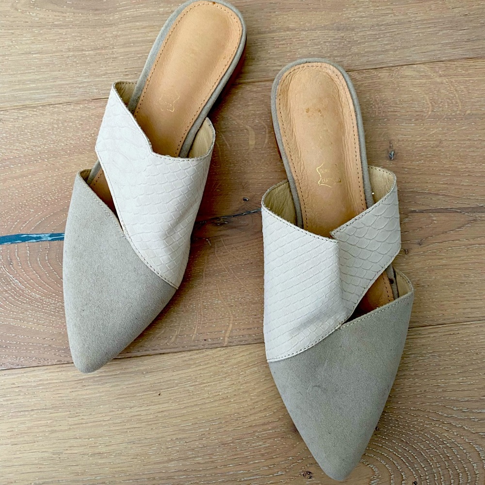 Gray and white Mules from VICI, size 8